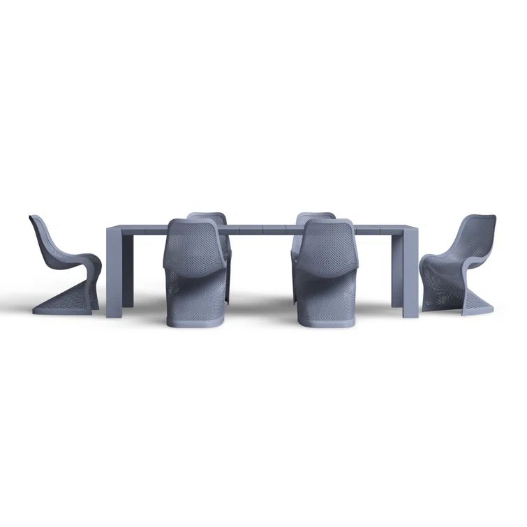 Siesta Bloom 118'' Dark Gray Extendable Outdoor Dining Set for 6