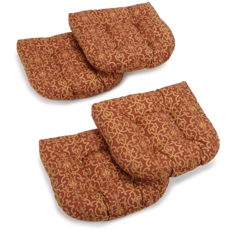 Vanya Paprika 19'' Tufted Spun Polyester Outdoor Dining Chair Cushions
