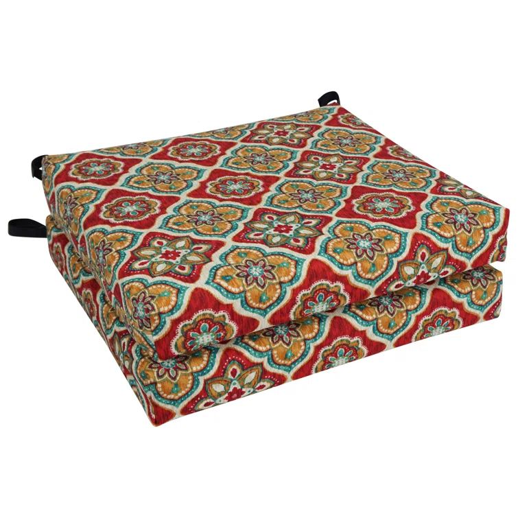 Vibrant Multicolor Spun Polyester Outdoor Chair Cushions Set