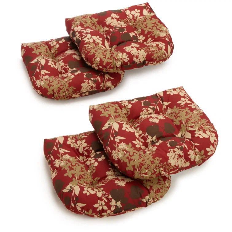 Montfleuri Sangria 19" Tufted Polyester Dining Chair Cushions, Set of 4