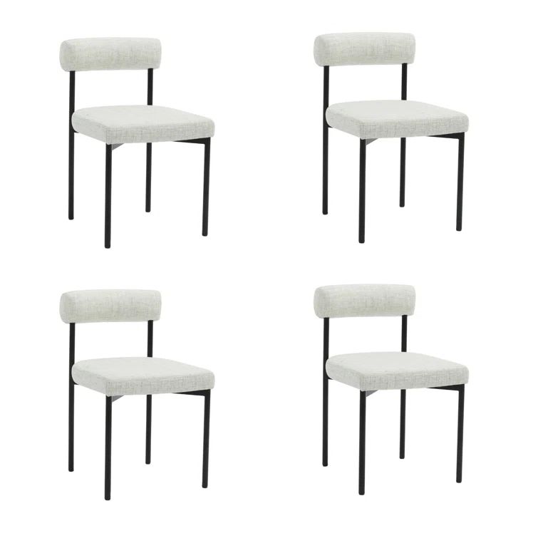 Set of 4 Gray Upholstered Metal Dining Chairs