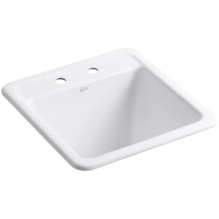 White Cast Iron Drop-in/Undermount Utility Sink with Drainboard