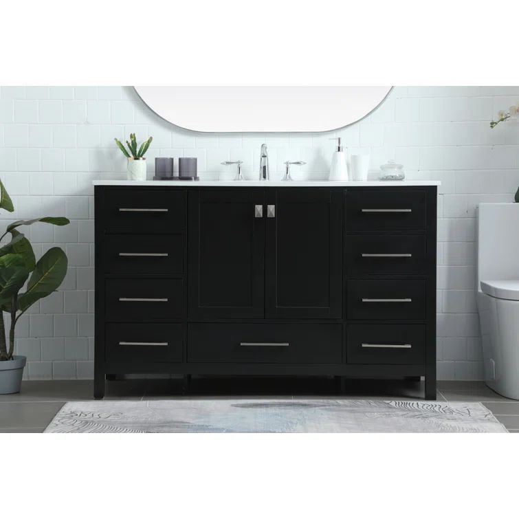 Black Freestanding Single Bathroom Vanity with Calacatta Marble Top