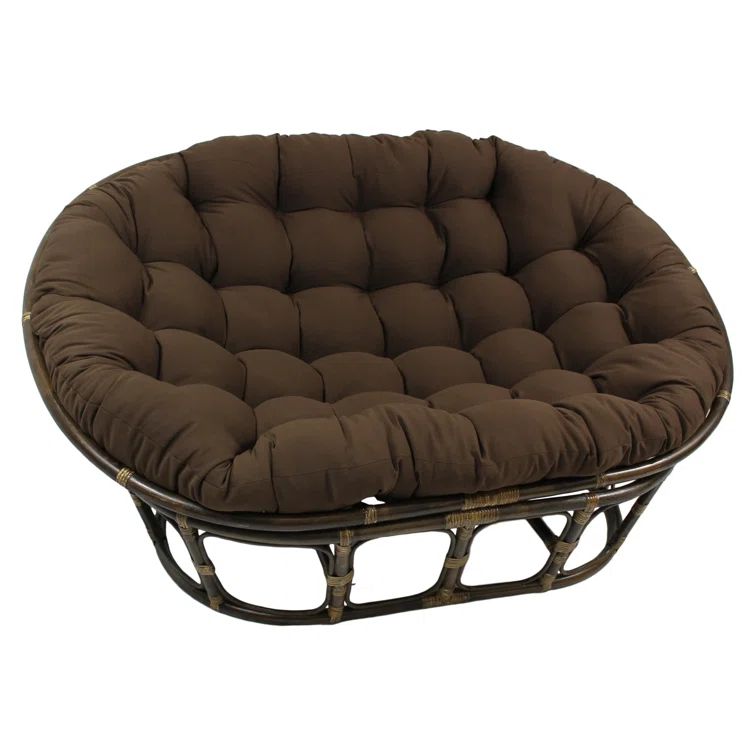 Chocolate Brown Twill Double Papasan Cushion, 65" x 48"