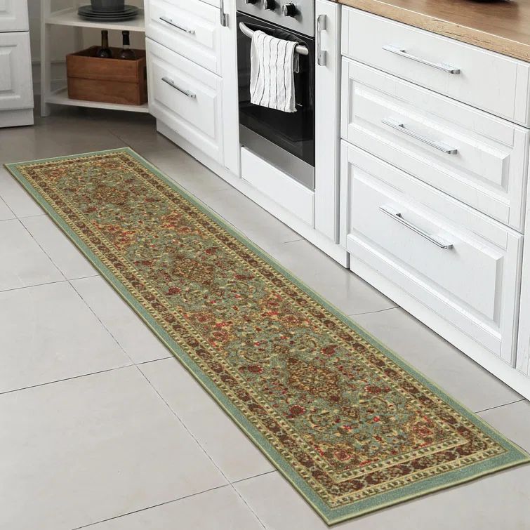 Red Oriental Design Washable Non-Slip Runner Rug