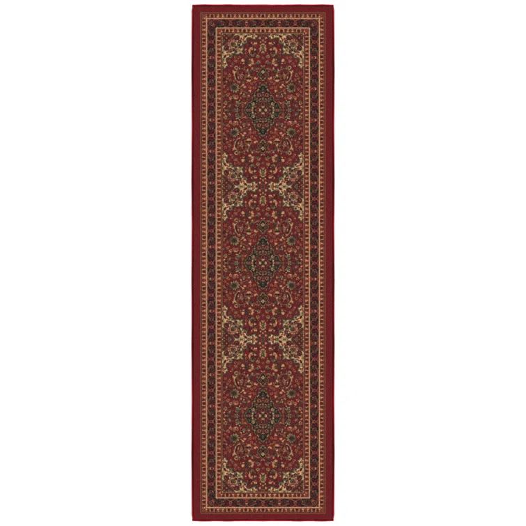 Red Oriental Design Washable Non-Slip Runner Rug