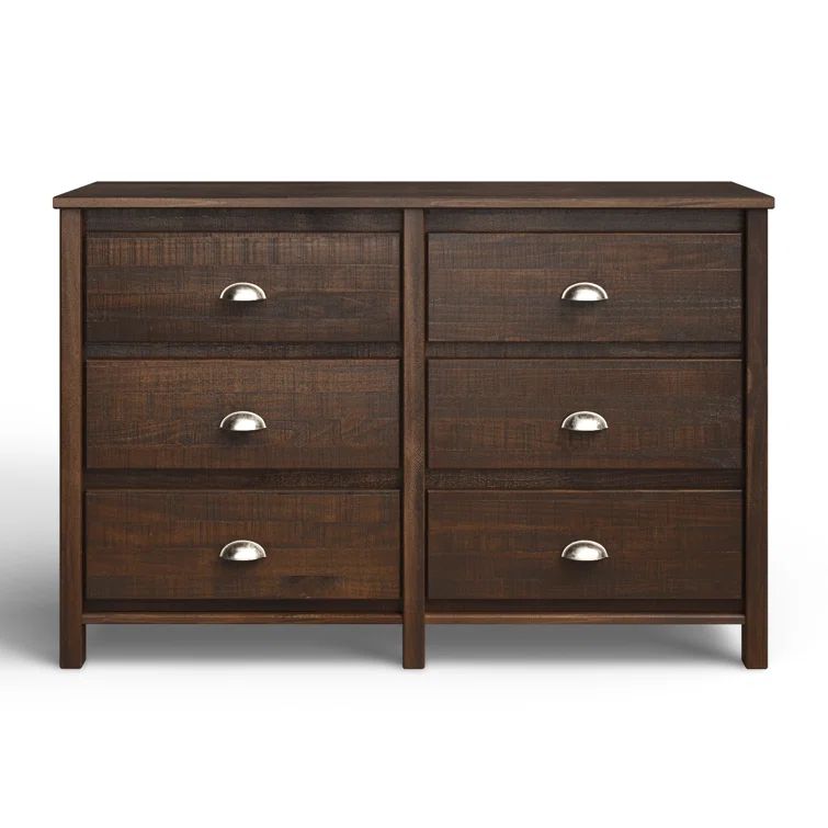 Farmhouse Walnut Double Dresser with Felt-Lined Drawers