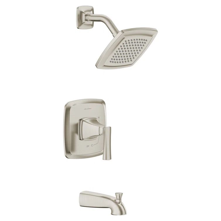 Brushed Nickel Wall Mounted Shower System with Lever Handle