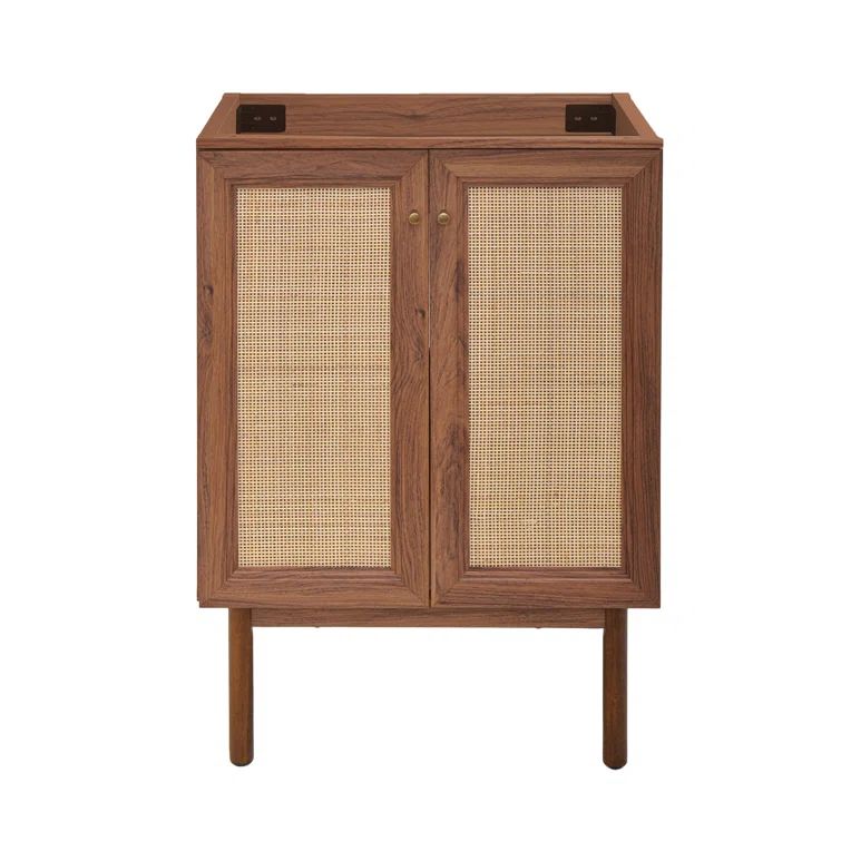 Classe 24" Dark Walnut and Rattan Bathroom Vanity