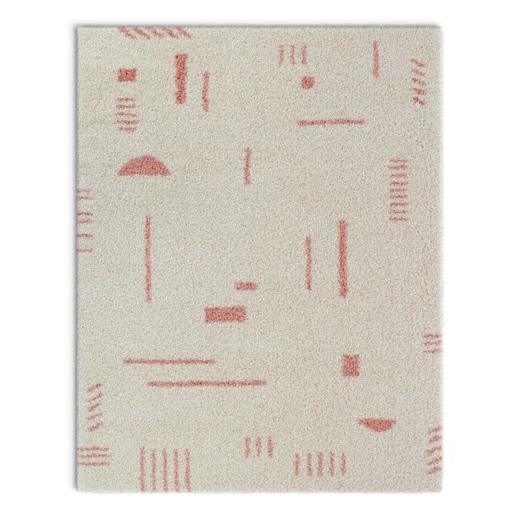 Himalaya Sherpa-Inspired White and Pink Shag Area Rug - 9' x 12'