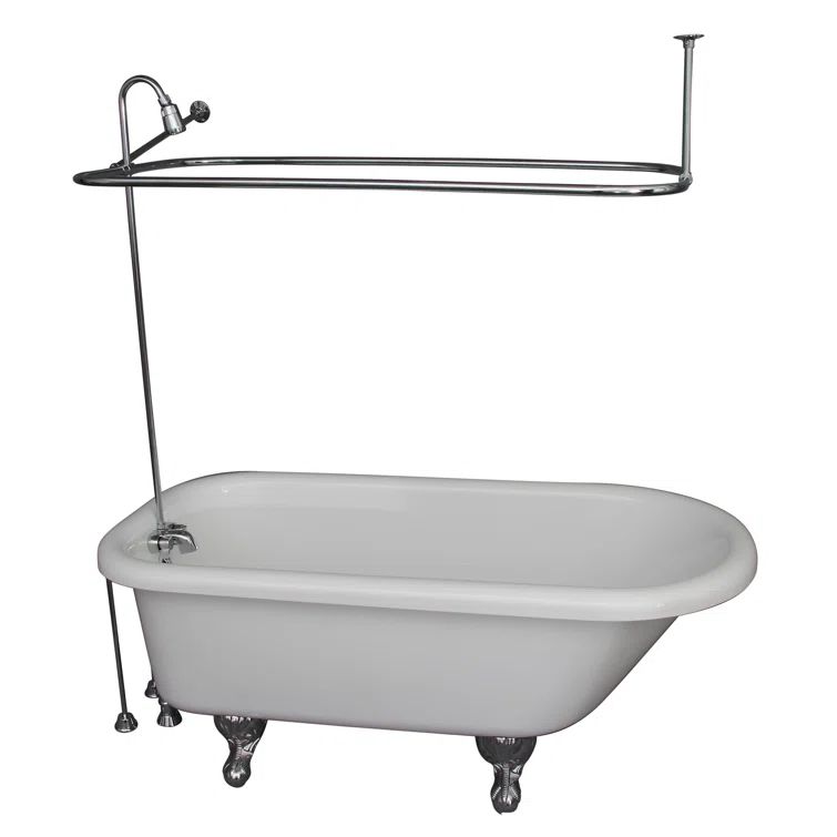60'' White Acrylic Clawfoot Freestanding Soaking Tub