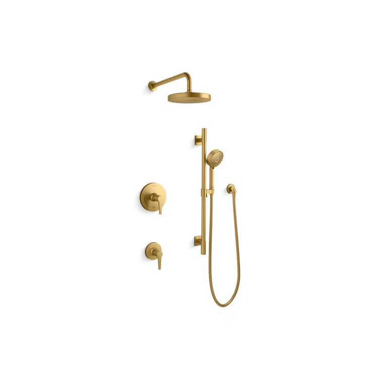 Vibrant Brushed Brass Adjustable Rain Shower Kit