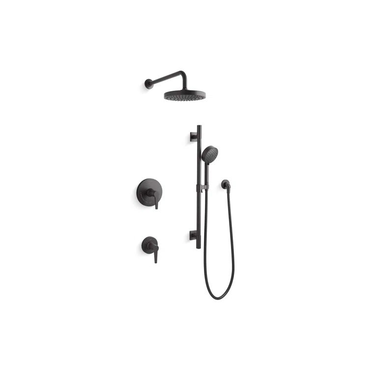 Matte Black Adjustable Multi-head Rain Shower Kit