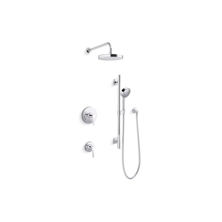 Polished Chrome Adjustable Rain Shower Kit with Handshower