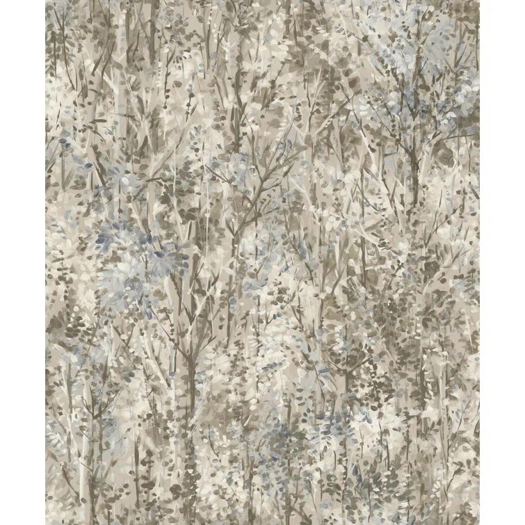 Blue and Beige Forest Tropical Print Non-Pasted Wallpaper
