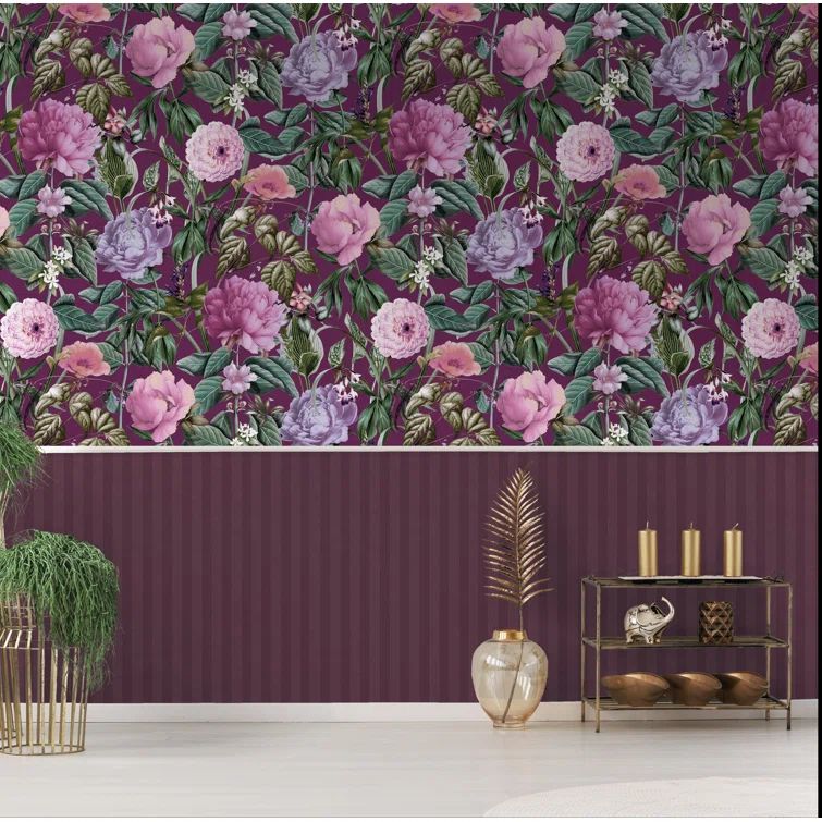 Purple Floral Botanical Paradise Non-Pasted Paper Wallpaper