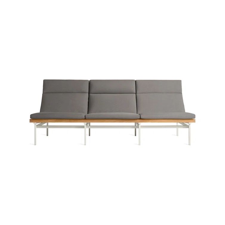 Riviera Elegance 88'' Matte White and Charcoal Teak Outdoor Sofa