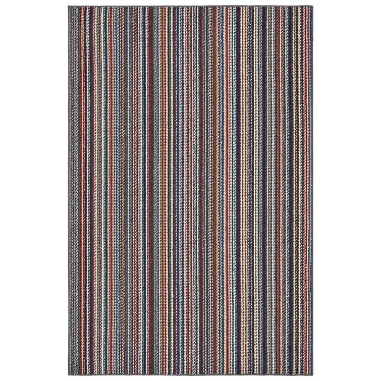 Carnival Stripe Multicolor Synthetic 4' x 6' Tufted Area Rug