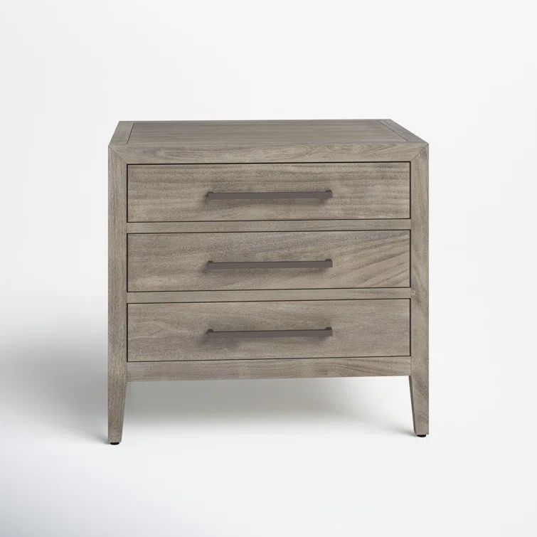 Ariella Light Grey Mahogany 3-Drawer Nightstand