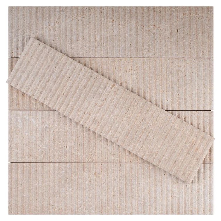 Beige 3" x 12" Ceramic Stone Look Subway Wall Tile