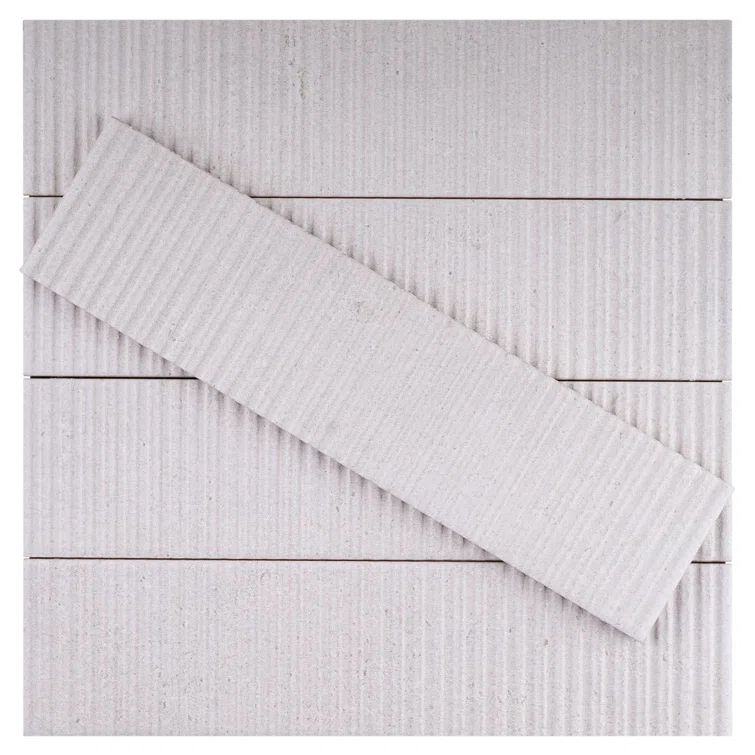 White Ceramic Stone Look Rectangular Wall Tile