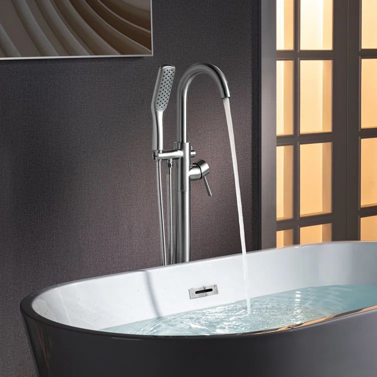 White Low-Profile Rectangular Shower Base with Center Drain