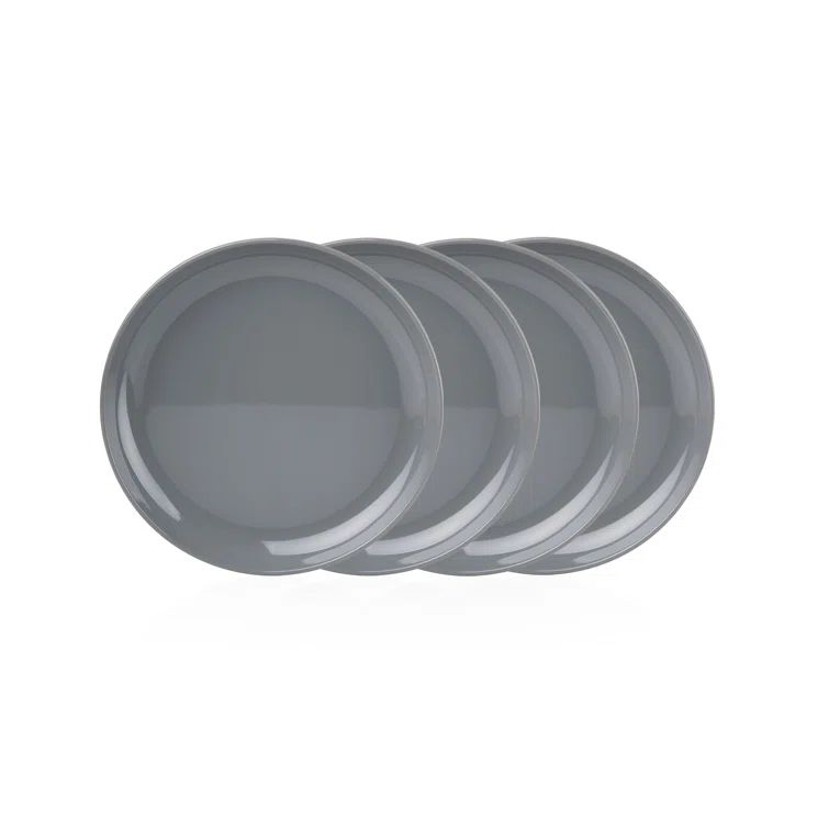 Gray Handcrafted Melamine Stacking Salad Plates Set