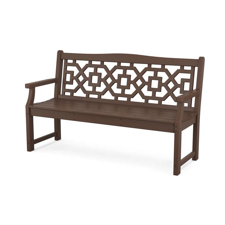 Mahogany Chinoiserie 60" Outdoor Garden Bench