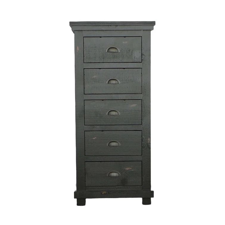 Distressed Black Farmhouse Lingerie Chest with Stylish Metal Pulls