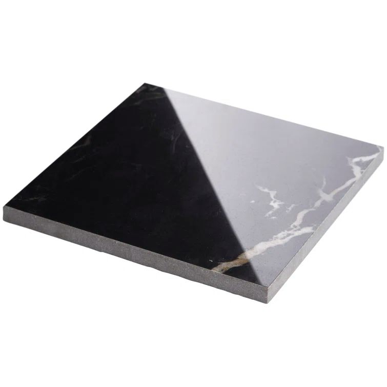 Grace Polished Black Porcelain Marble Look Floor and Wall Tile