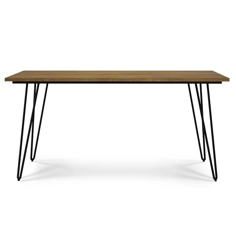 Hunter Light Brown Mango Wood Industrial Dining Table with Black Metal Legs