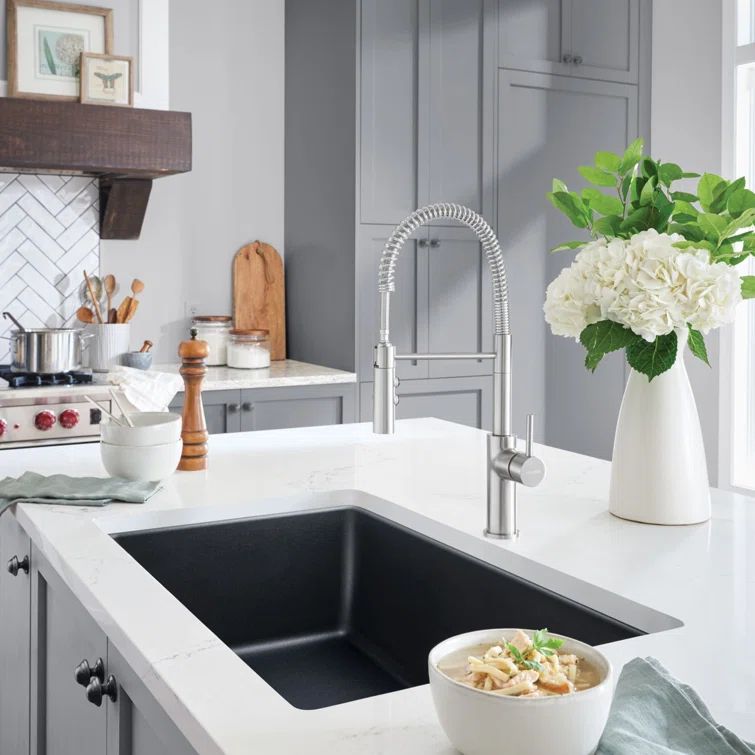 Anthracite Stone 33" Drop-In Single Bowl Kitchen Sink