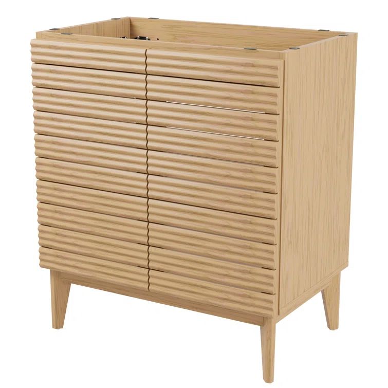 Calandre 30" Oak Slat Modern Farmhouse Bath Vanity Cabinet
