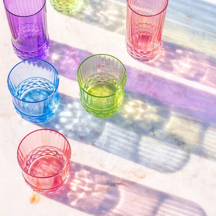 Crystalized 12oz Handmade Stemless Tumbler Set in Green/Pink/Purple