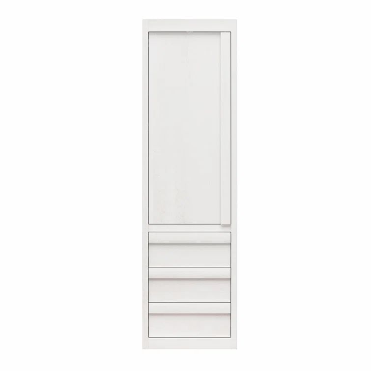 Ivory Oak Tall Storage Cabinet with Adjustable Shelves and Drawers