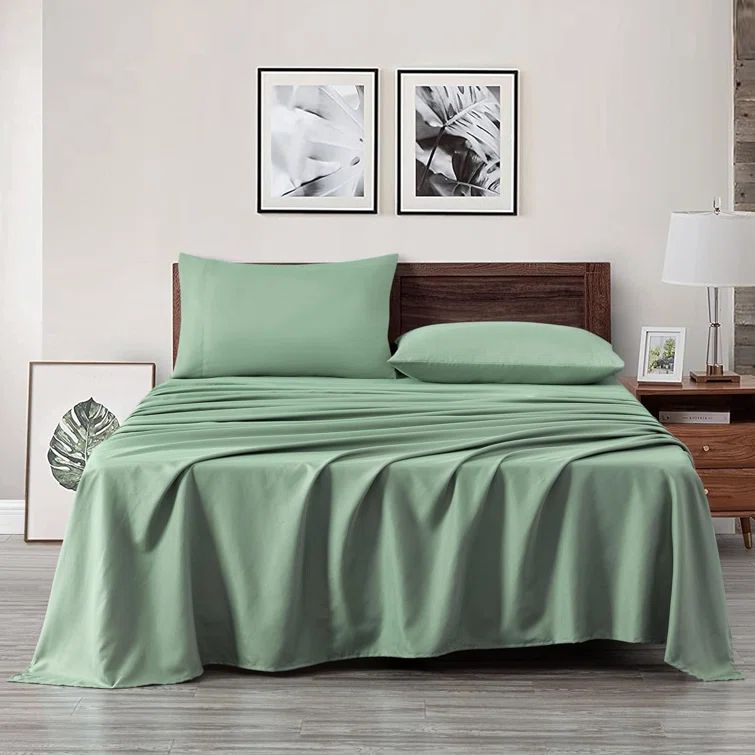King Sage Green Deep Pocket Microfiber Polyester Sheet Set