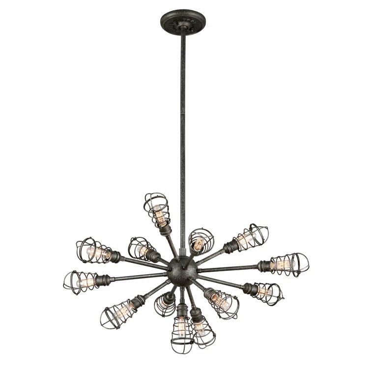 Old Silver Sputnik 13-Light Industrial Chic Chandelier