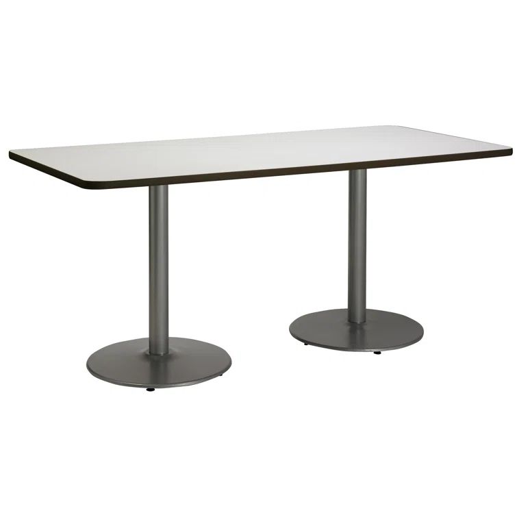 Crisp Linen 72" Round Dining Table with Silver Pedestal Base
