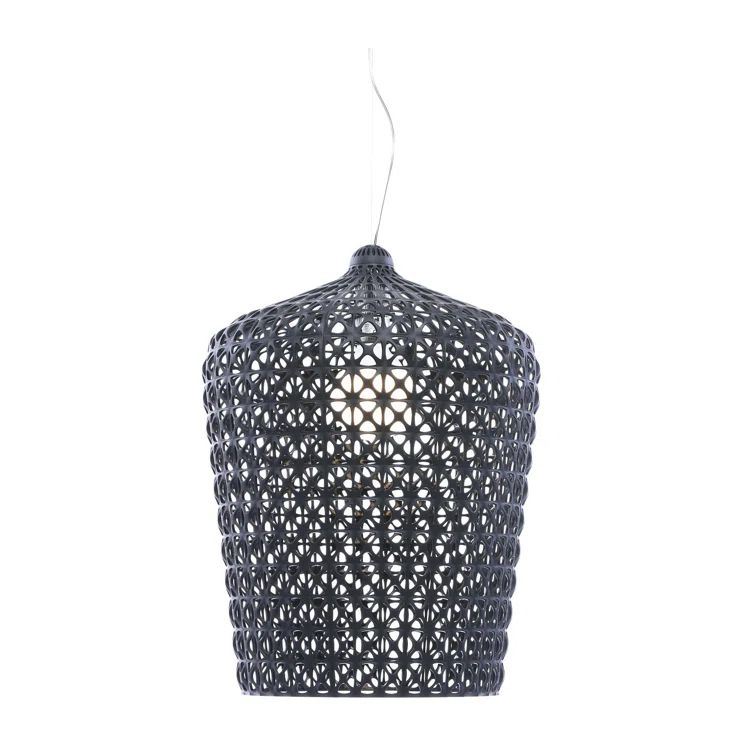 Elegant Kabuki Black Crystal LED Suspension Pendant