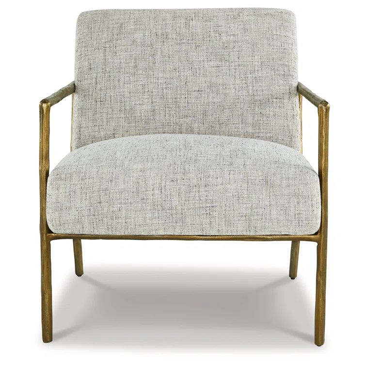Transitional Ryandale Gold Metal Accent Chair in Sterling Beige