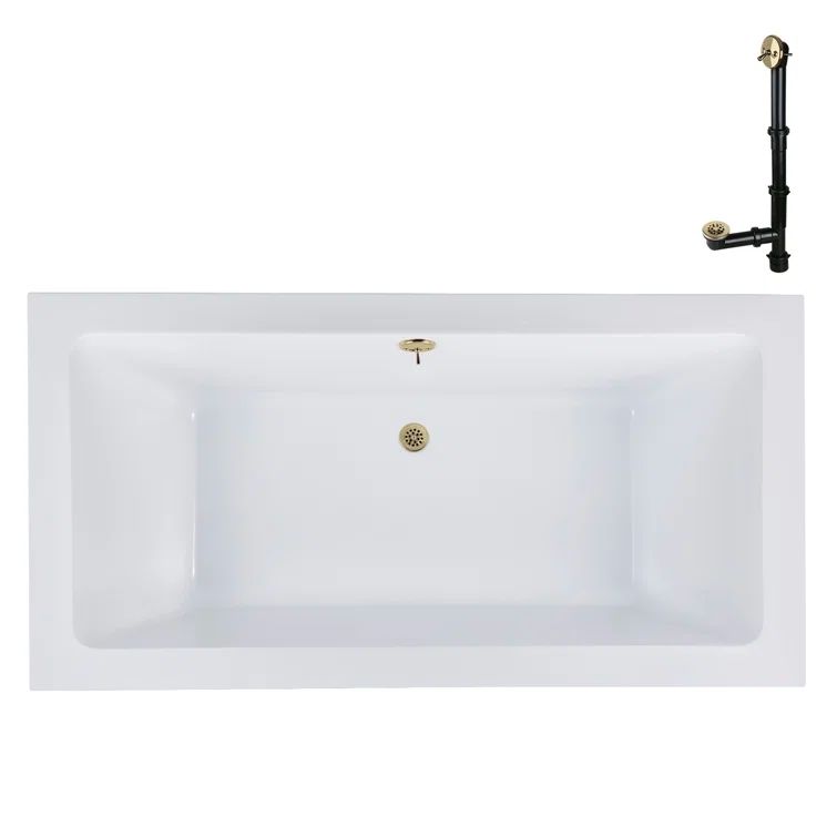 Streamline Bath 60" x 32" Acrylic Soaking Drop-In Bathtub, Drain Included N-4120-712-PBR