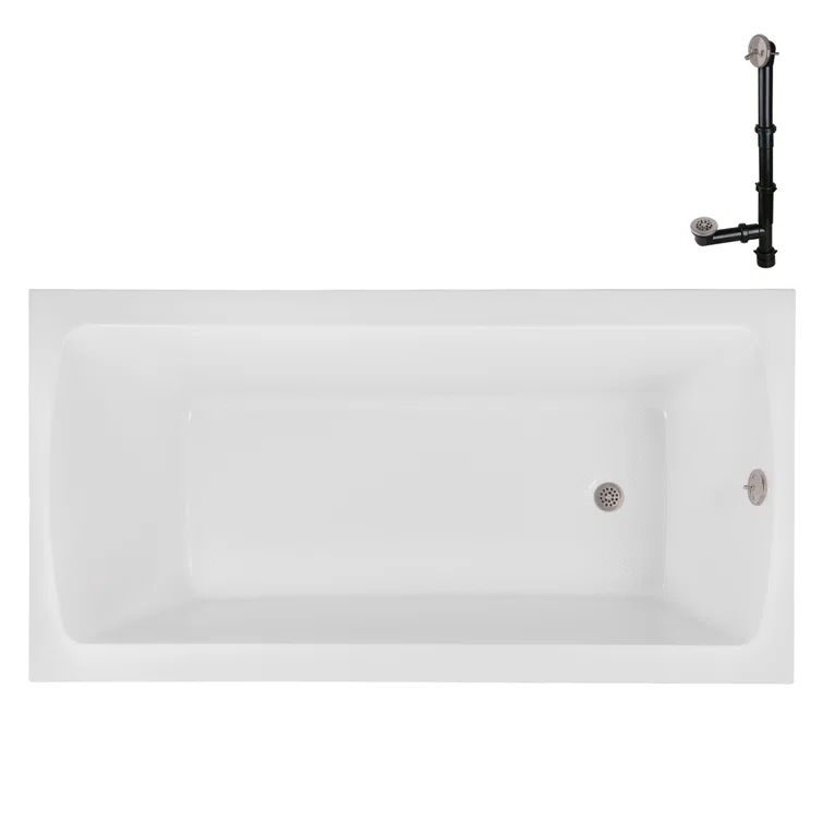 60'' x 32'' Glossy White Acrylic Soaking Drop-In Bathtub