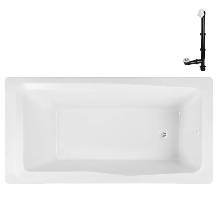 60'' x 32'' Glossy White Acrylic Soaking Drop-In Bathtub