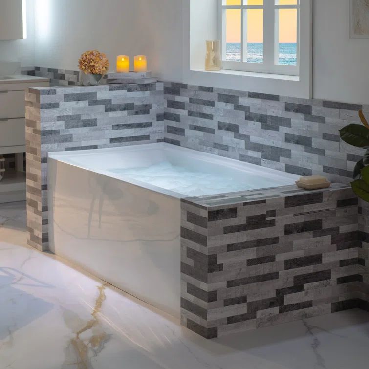 Vine 60'' x 30'' White Acrylic Alcove Soaking Bathtub