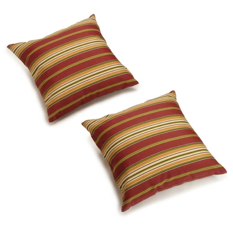 Kingsley Stripe Ruby Polyester Outdoor Floor Pillow Set