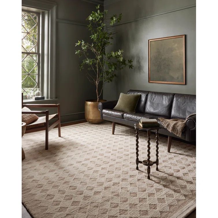 Ivory and Beige Hand-Tufted Wool Rectangular Rug 3'-6" x 5'-6"