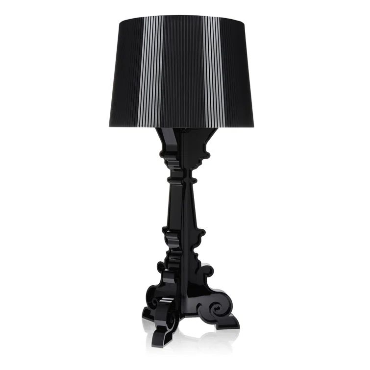 Adjustable Bourgie Outdoor Table Lamp in Matte Black with Pleated Shade
