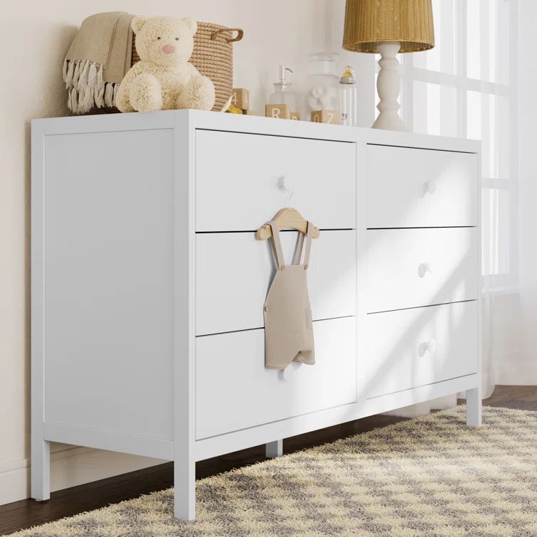 White GREENGUARD Certified 6-Drawer Double Nursery Dresser