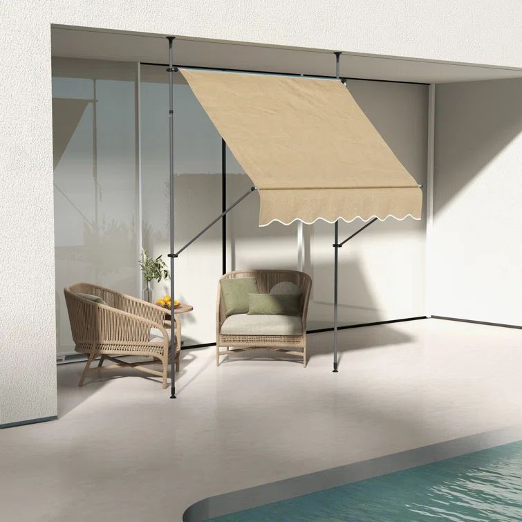 Beige Aluminum Frame Retractable Patio Awning for Door/Window