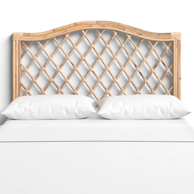 Transitional Full-Size Wicker Headboard in Rich Beige Tones
